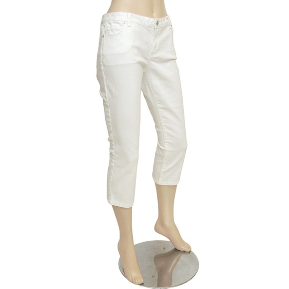Michael Kors Stretch Cotton Cropped Jeans Pants Capri White Wash 6 Nwt $99 - Picture 3 of 6